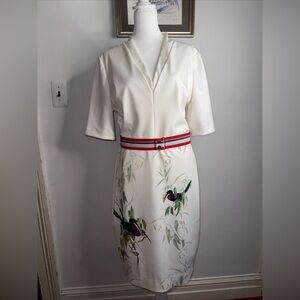 Ted Baker Tutti Frutti Short-sleeve Belted Bodycon Dress  SIZE 4